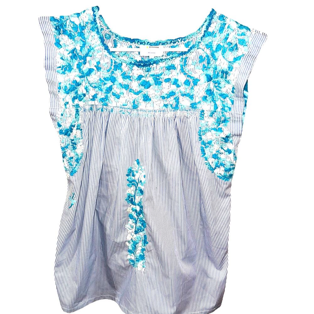Mi Golondrina Embroidered Tunic Blouse Sz Medium Pre Owned Rent The Runway